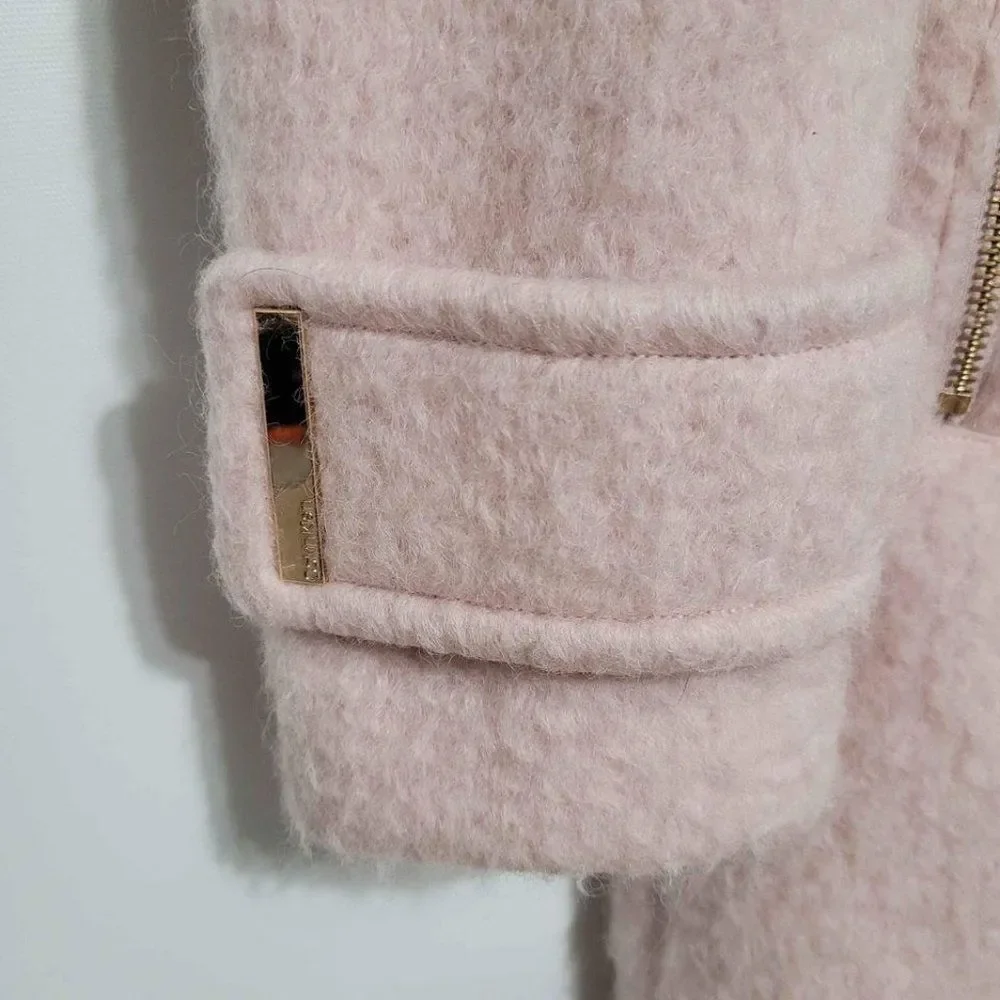 Calvin Klein Faux-Fur-Trimmed Asymmetrical Walker Coat-Size Large - Picture 8 of 10